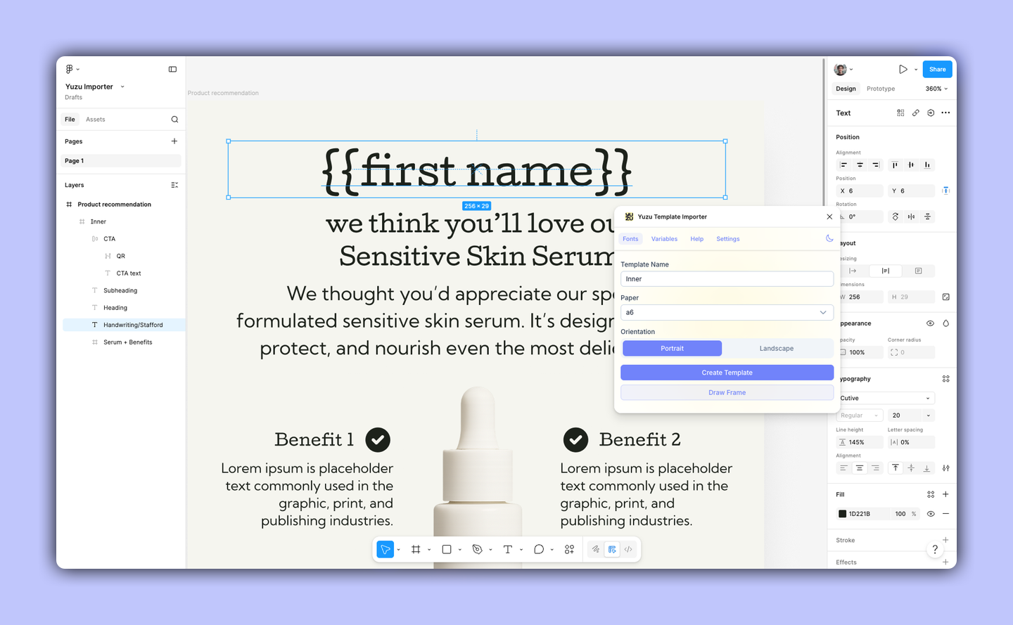 Renaming a Figma text layer for handwriting