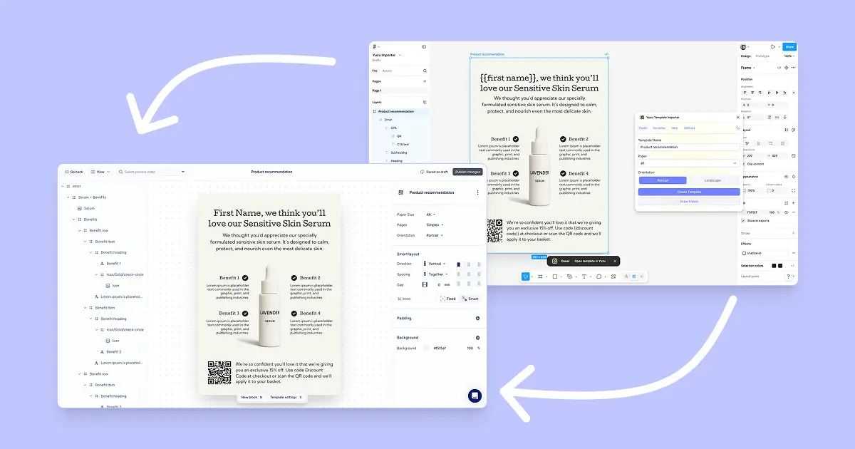 Figma frame and Yuzu template editor workflow