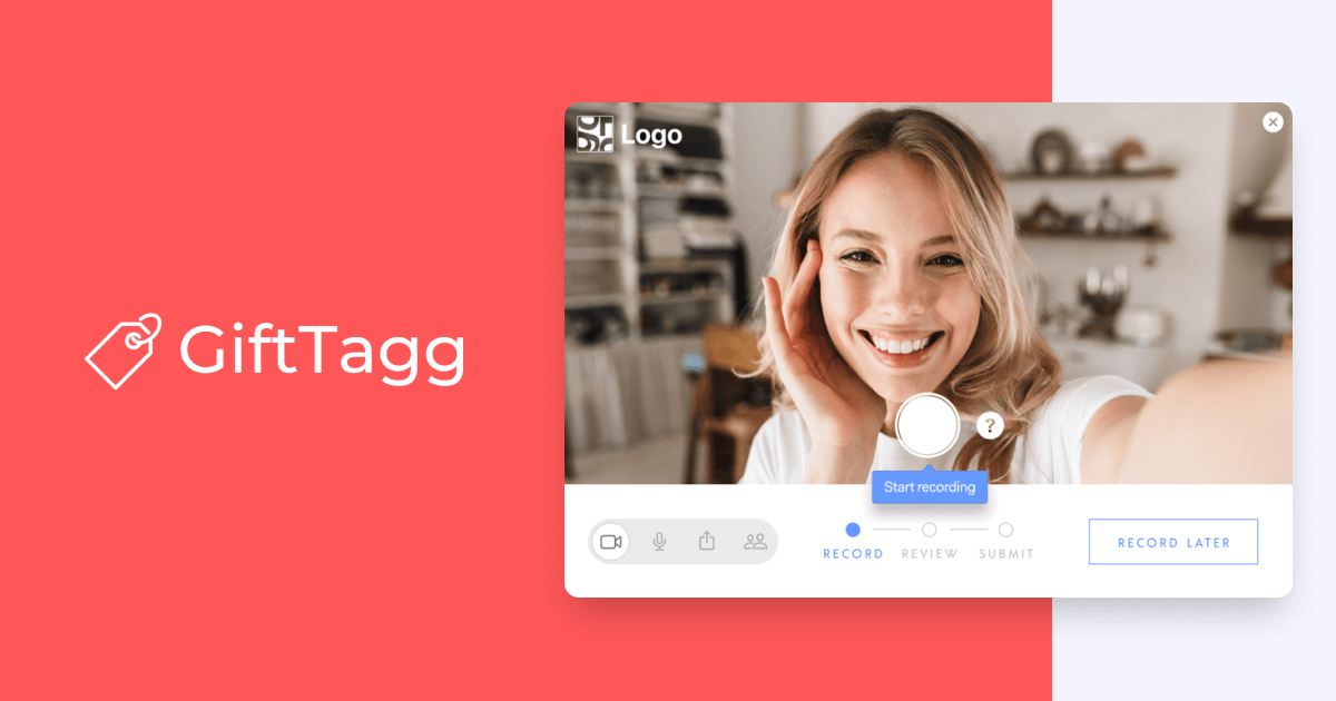 Graphic announcing the acquisition of GiftTagg, showing their video gift message recorder