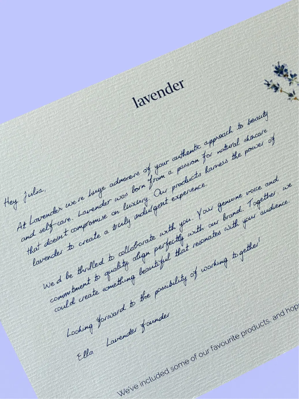 Custom invoices and influencer outreach cards gift message image